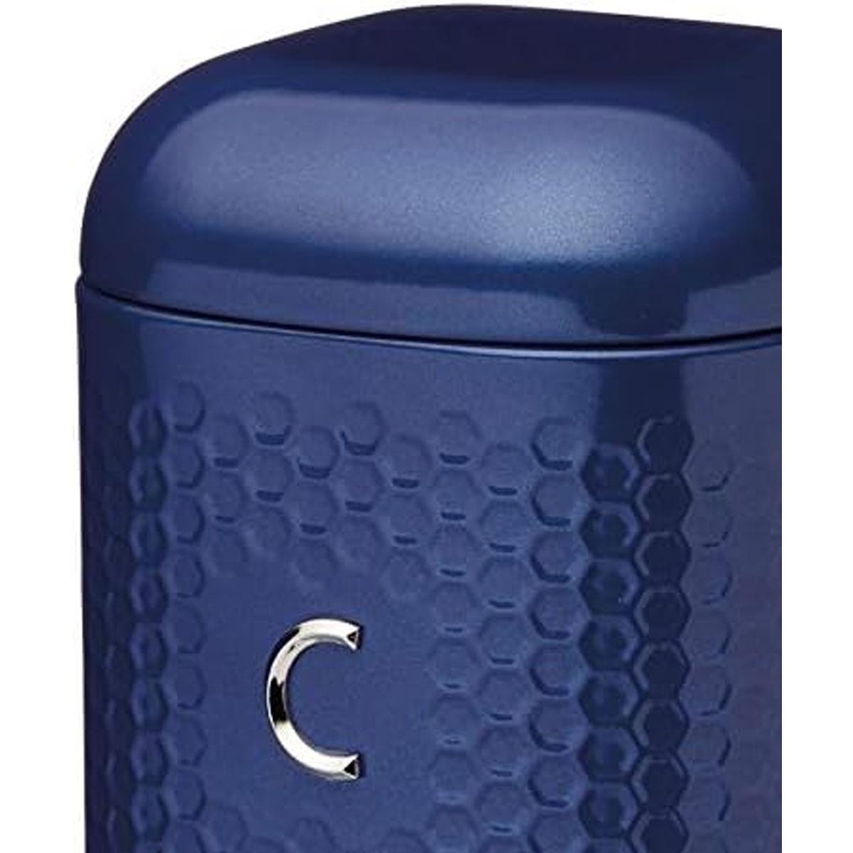 KitchenCraft Lovello Textured Coffee Canister Geometric Hexagon Pattern 1.5L Carbon Steel Midnight Navy 11 x 11 x 19 cm - Image 6