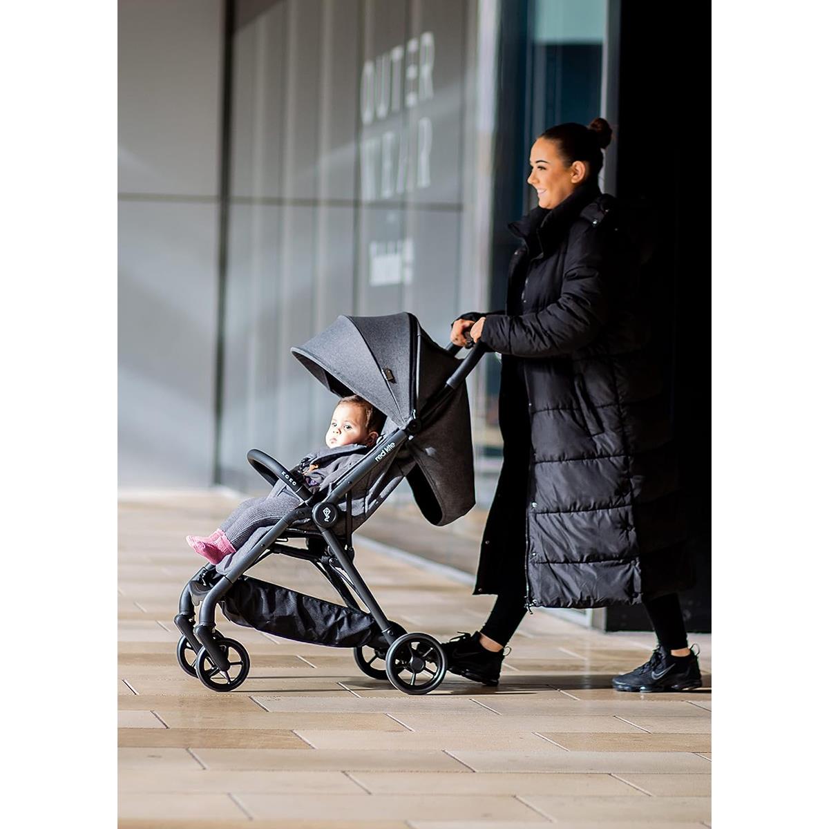 Red Kite Push Me Koko Compact Stroller Baby Pushchair 5-Point Harness Full Recline Slate Grey - Image 8