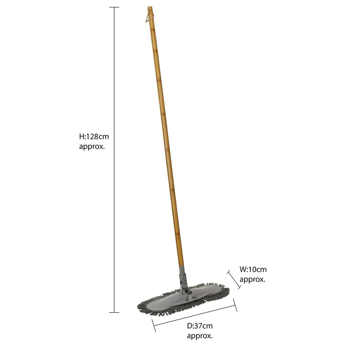 JVL Bamboo Chenille Flat Floor Mop Natural Wood Handle 118cm Swivel Head 37cm - Image 2
