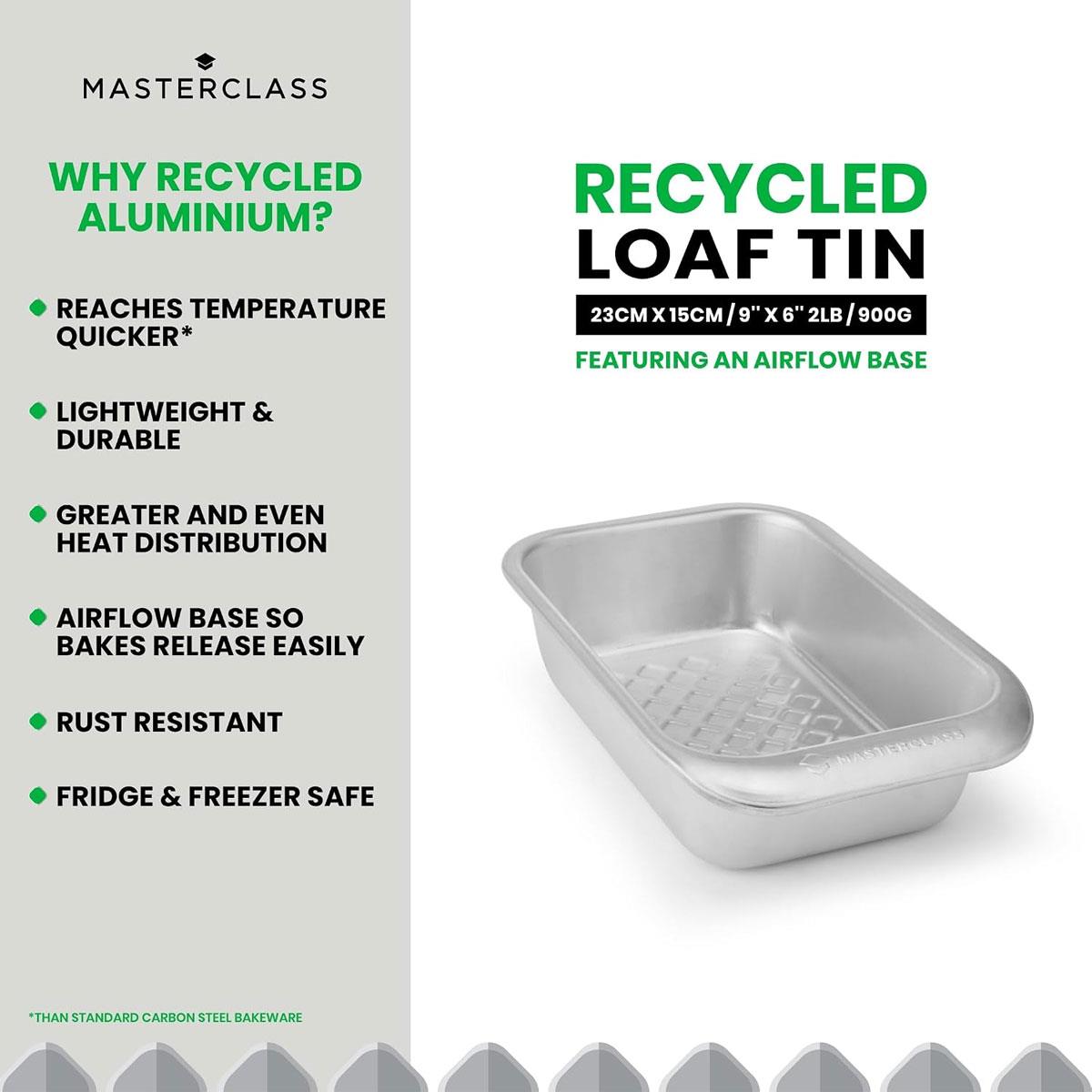 MasterClass Recycled Aluminium 2lb Loaf Tin Bread Pan Warp Resistant Silver 23cm - Image 3