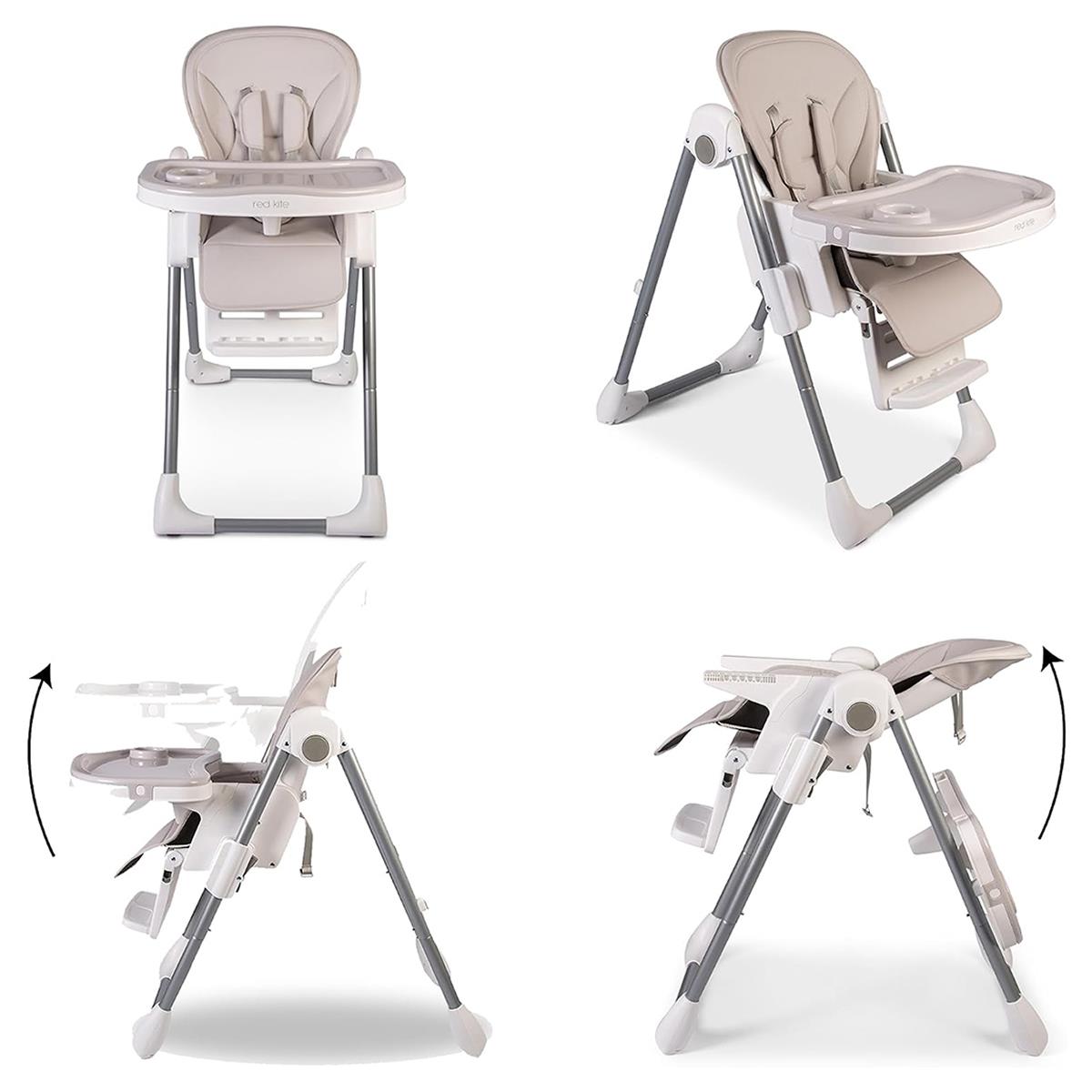 Red Kite Feed Me Lolo Hi-Lo Highchair Truffle Baby Feeding Chair 5-Point Harness Recline Adjustable Height