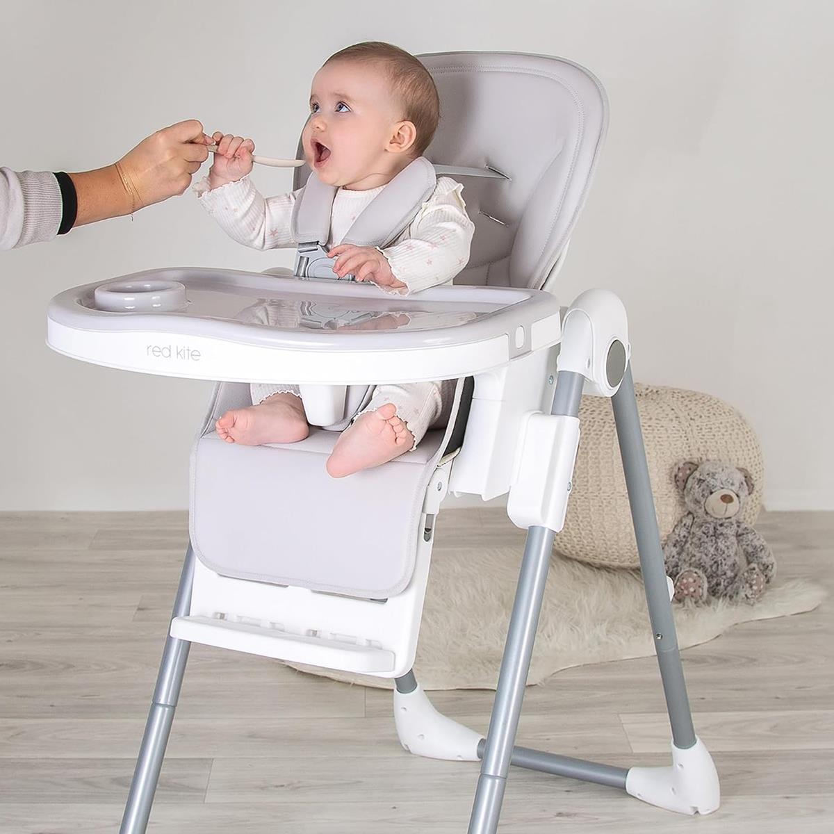 Red Kite Feed Me Lolo Hi-Lo Highchair Truffle Baby Feeding Chair 5-Point Harness Recline Adjustable Height - Image 2