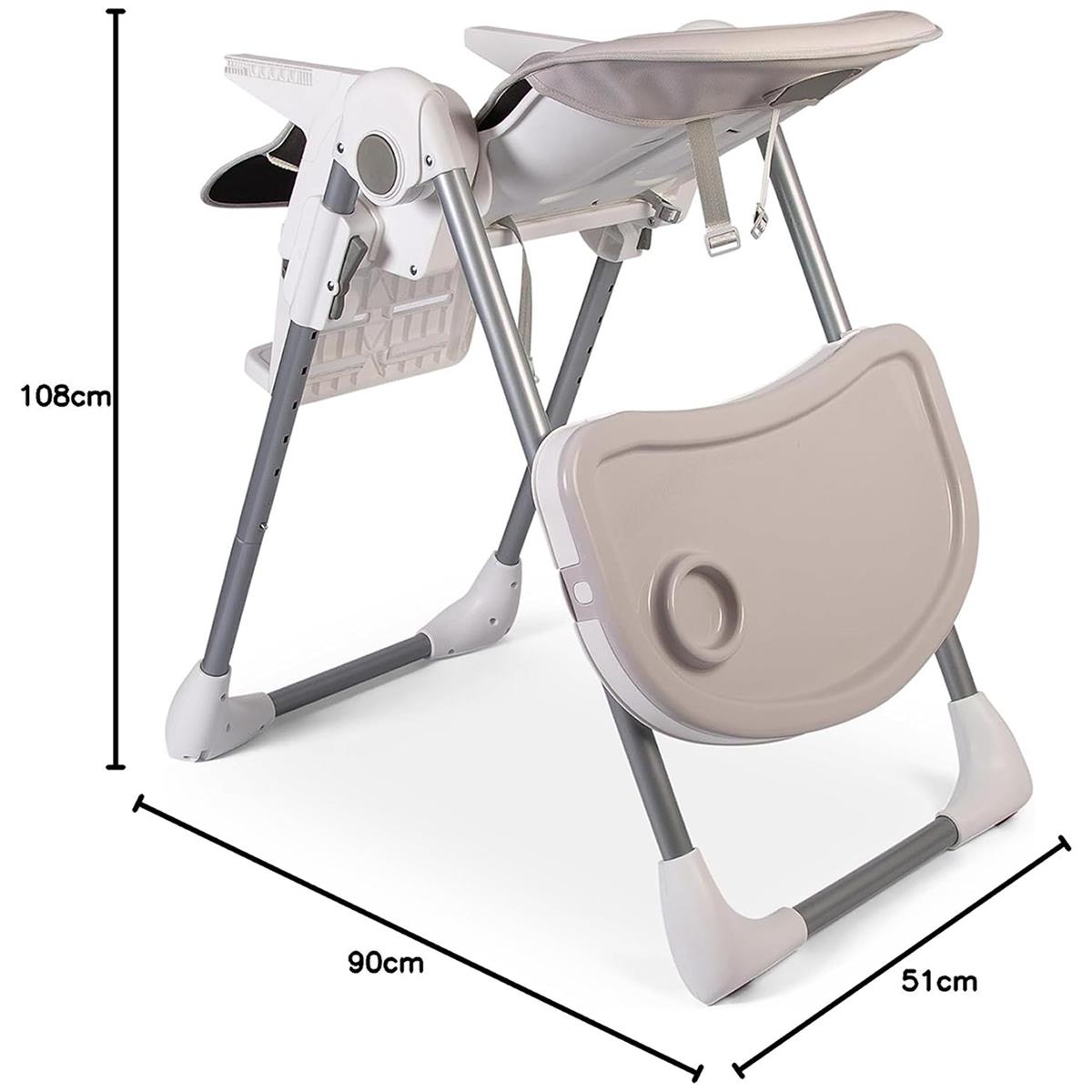 Red Kite Feed Me Lolo Hi-Lo Highchair Truffle Baby Feeding Chair 5-Point Harness Recline Adjustable Height - Image 3