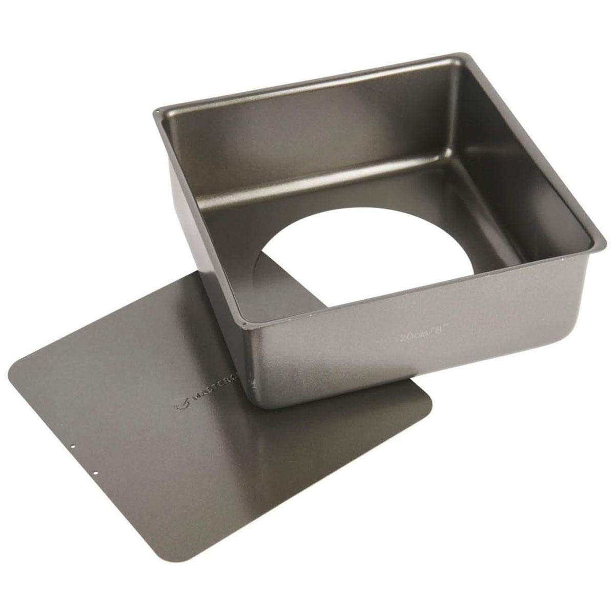 MasterClass Non-Stick Deep Square Cake Tin 20cm Carbon Steel Loose Base PFAS-Free Grey