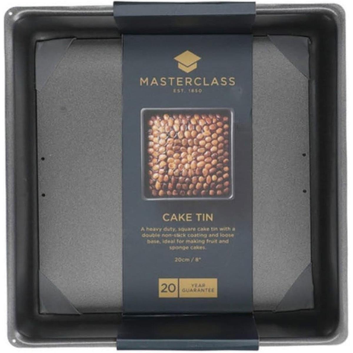 MasterClass Non-Stick Deep Square Cake Tin 20cm Carbon Steel Loose Base PFAS-Free Grey - Image 4