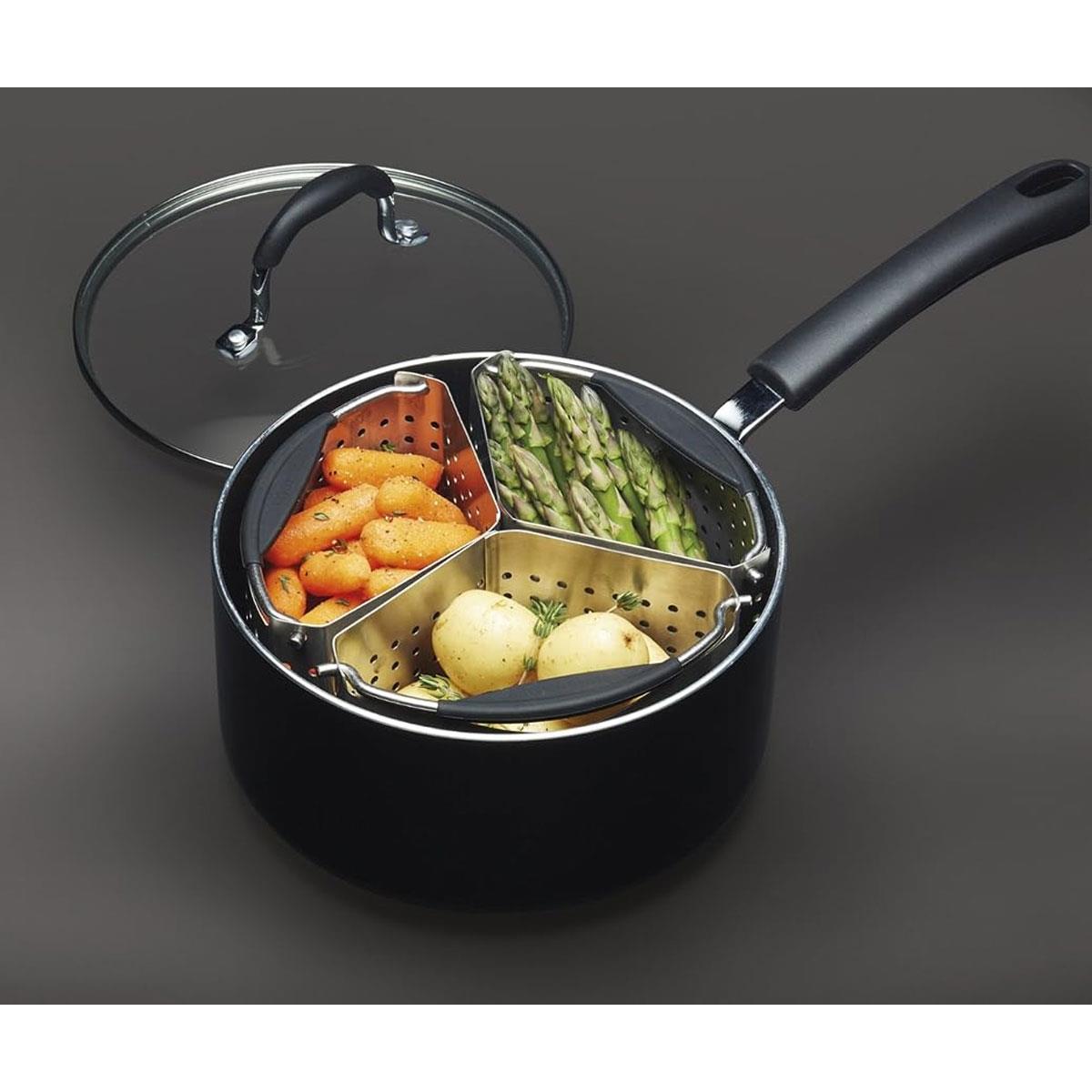 MasterClass Stainless Steel Saucepan Divider Baskets Set of 3 20 cm (8 Inch) Pan Dividers Silver - Image 2