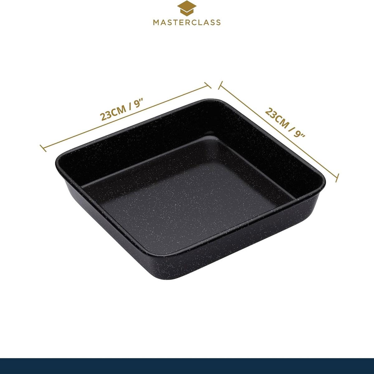 MasterClass Vitreous Enamel Square Baking Tin 23cm 1mm Steel Induction Safe Black - Image 2
