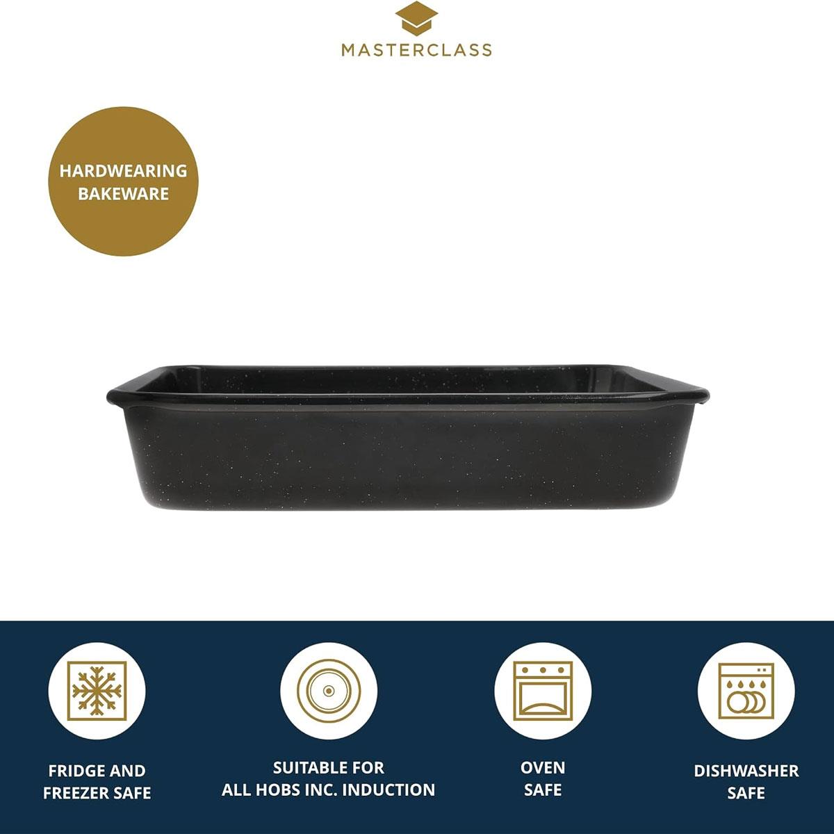 MasterClass Vitreous Enamel Square Baking Tin 23cm 1mm Steel Induction Safe Black - Image 3