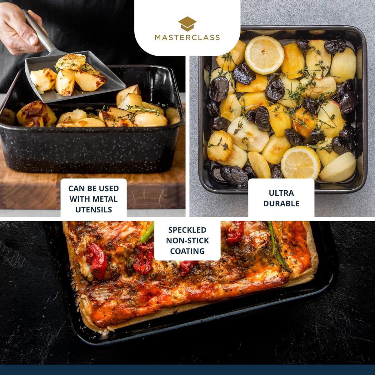 MasterClass Vitreous Enamel Square Baking Tin 23cm 1mm Steel Induction Safe Black - Image 4