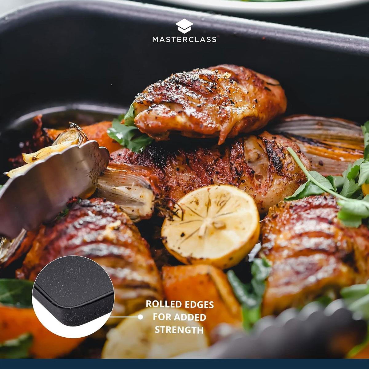 MasterClass Vitreous Enamel Square Baking Tin 23cm 1mm Steel Induction Safe Black - Image 6