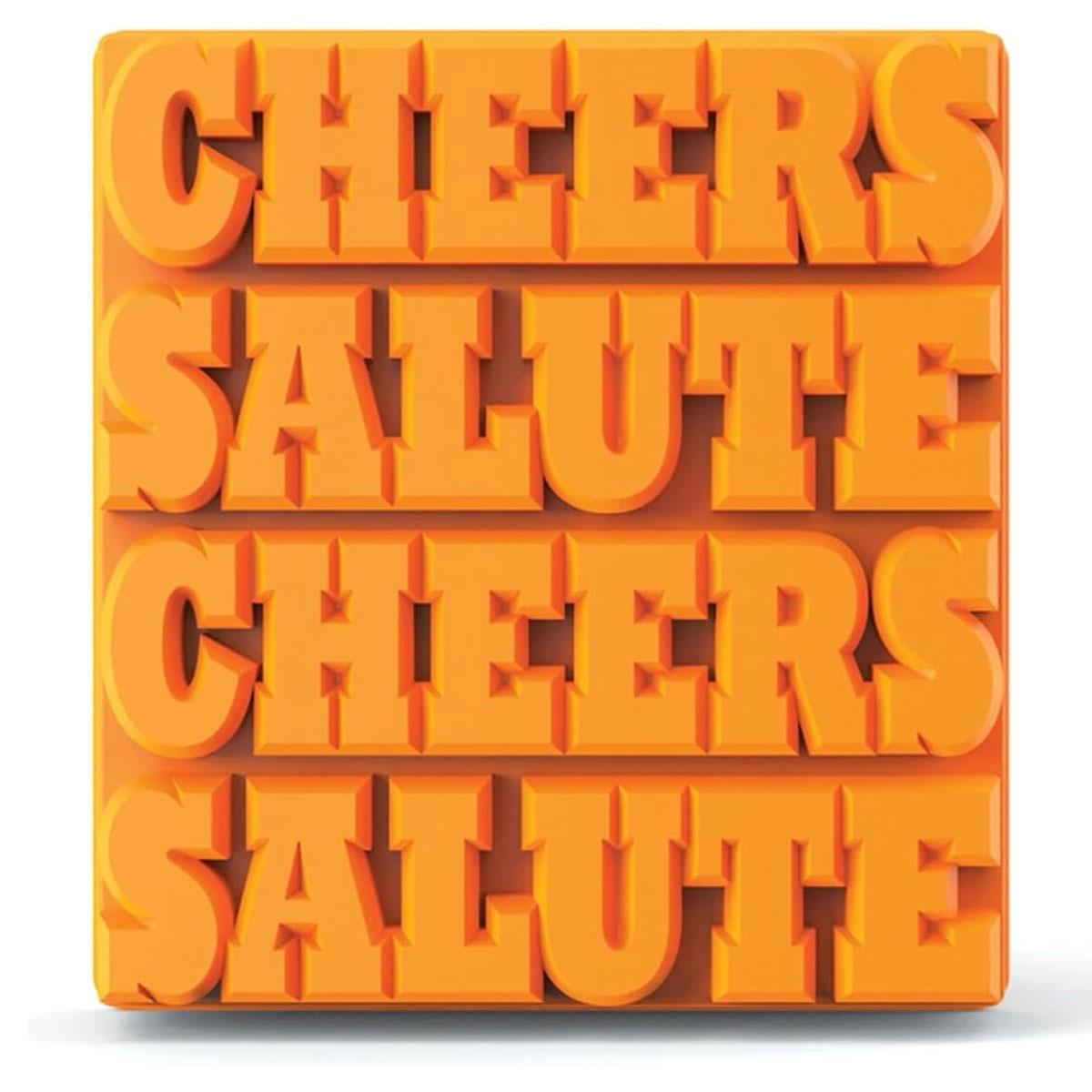 Zoku Cheers & Salute Silicone Ice Cube Tray with Lid Orange