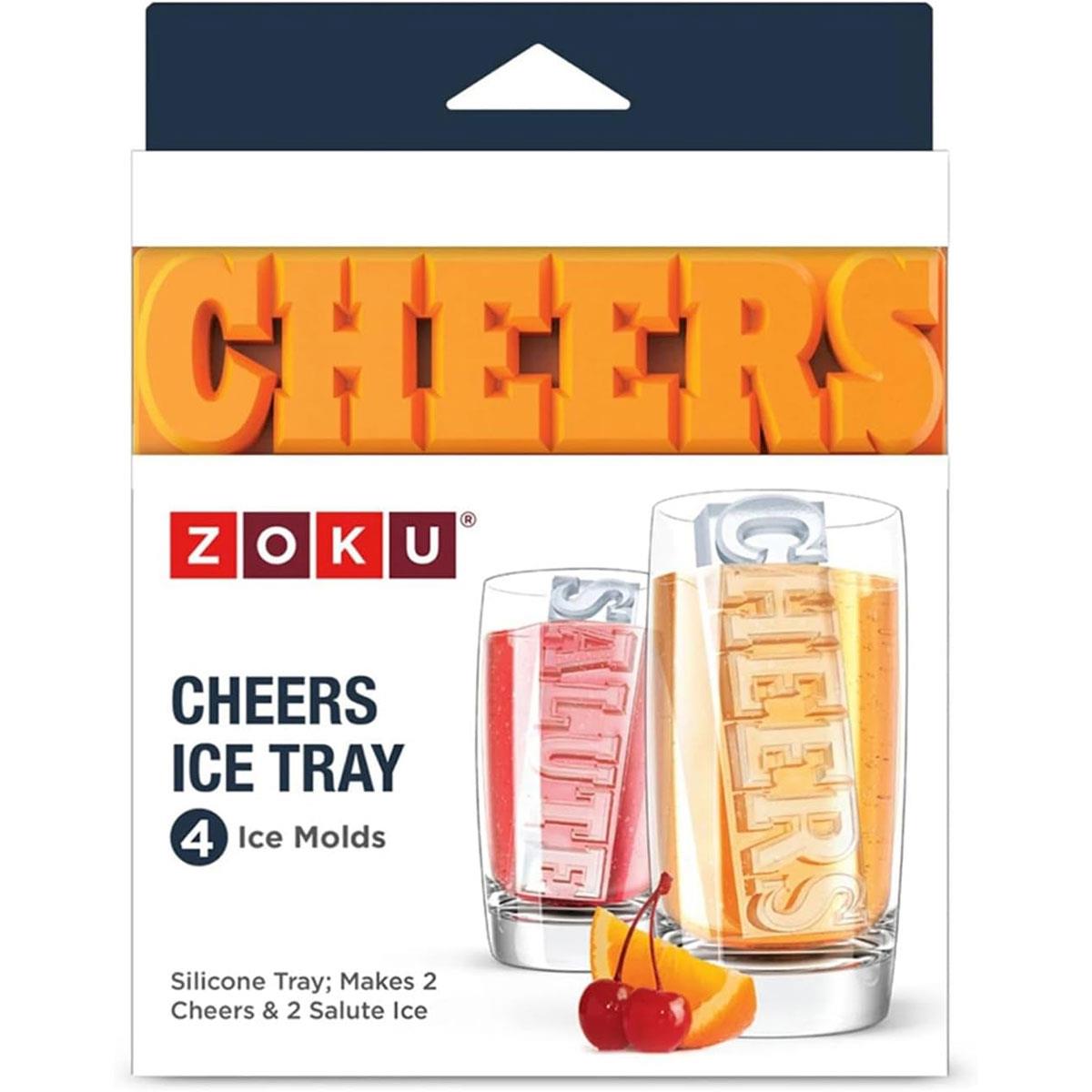 Zoku Cheers & Salute Silicone Ice Cube Tray with Lid Orange - Image 5