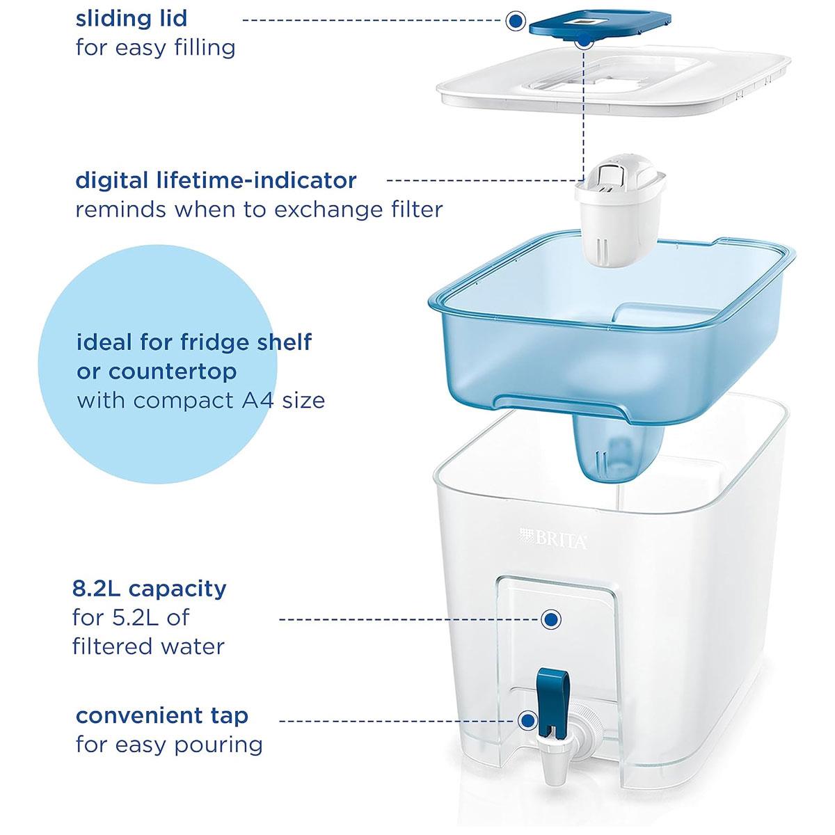 BRITA Flow XXL Water Filter Dispenser 8.2L with MAXTRA PRO Cartridge – Light Blue - Image 4