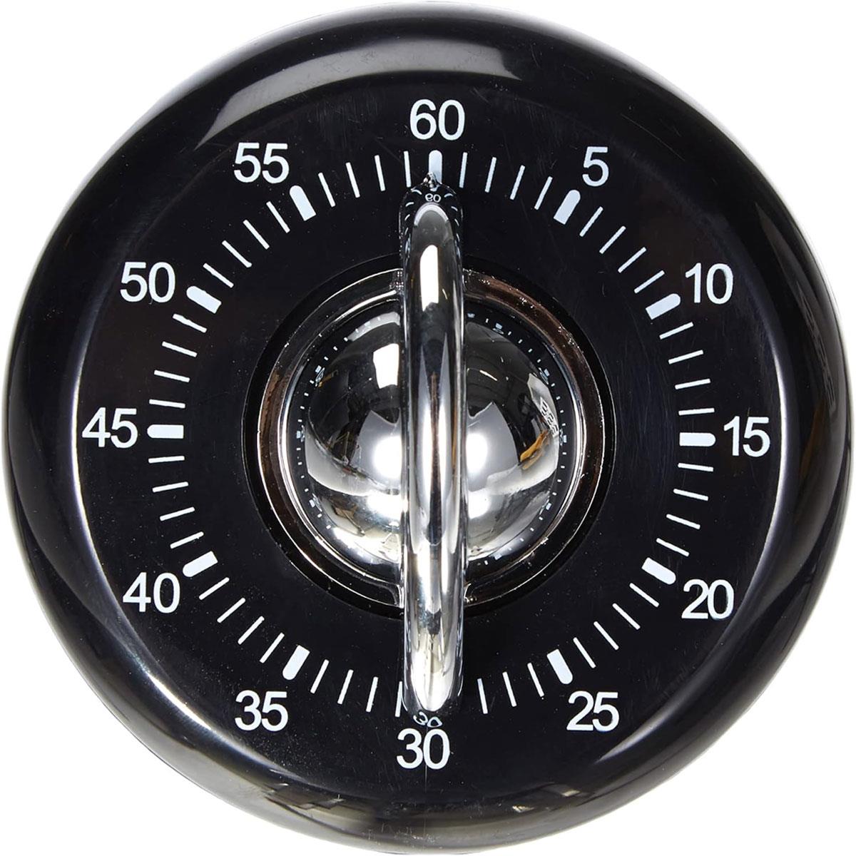 Judge Classic Kitchen Timer 60 Minute Wind Up Cooking Timer Black & Chrome Effect Manual Mechanical Countdown - Image 3