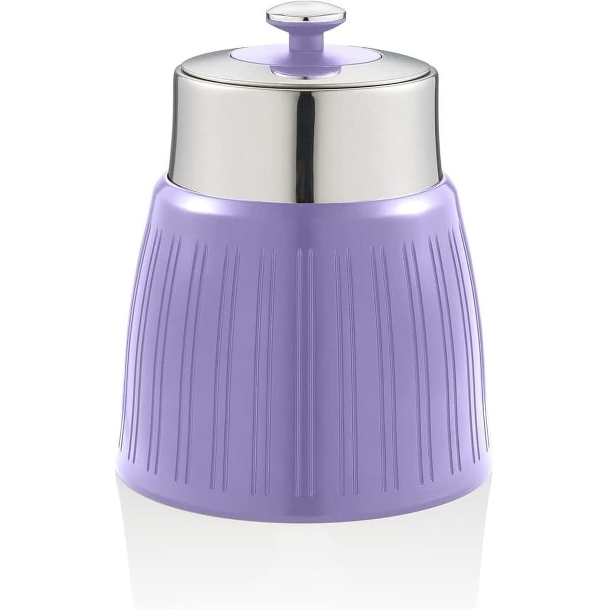 Swan Retro Set Of 3 Storage Canisters 1.2 Litre Each Airtight Lids Purple Chrome Accents - Image 3