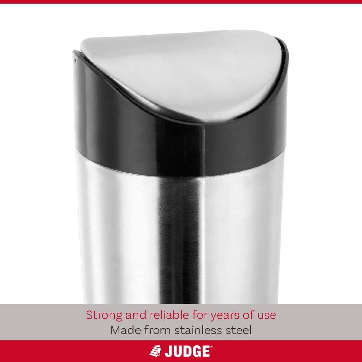 Judge Mini Worktop Bin Stainless Steel Swing Lid 1L Silver 13cm - Image 7