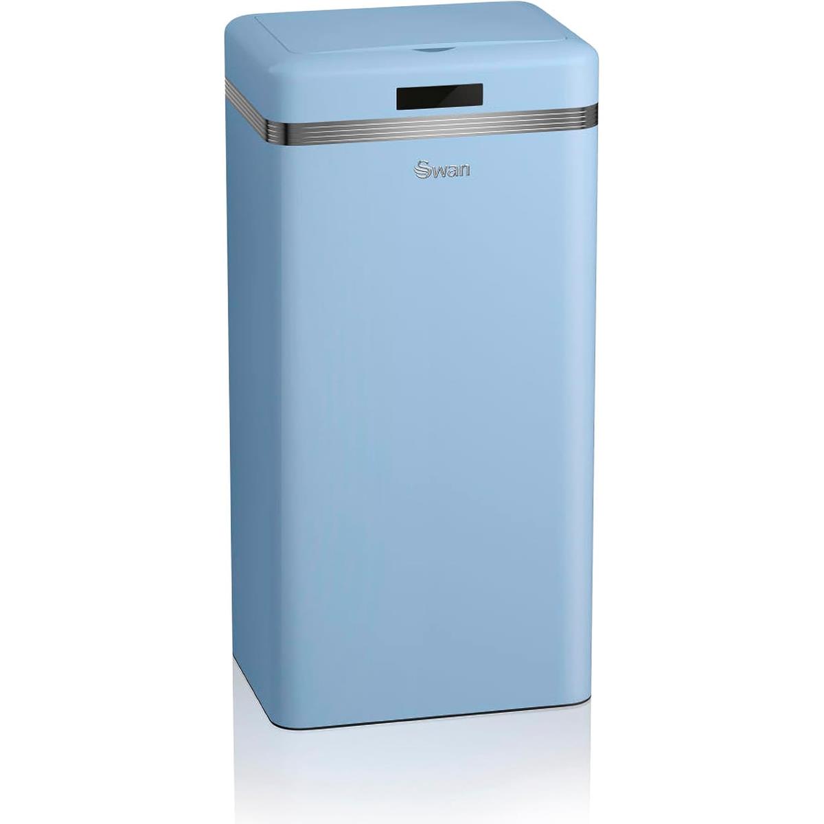 Swan Retro 45L Square Sensor Bin Motion Activated Lid Colour Coated Iron Automatic Kitchen Waste Bin Blue