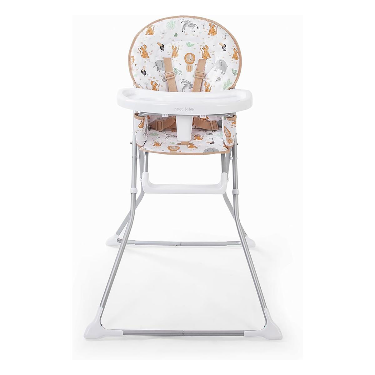 Red Kite Feed Me Compact Folding Highchair Jungle Tots, Mint Green, Padded Wipe-Clean Seat, Tray And 5-Point Harness
