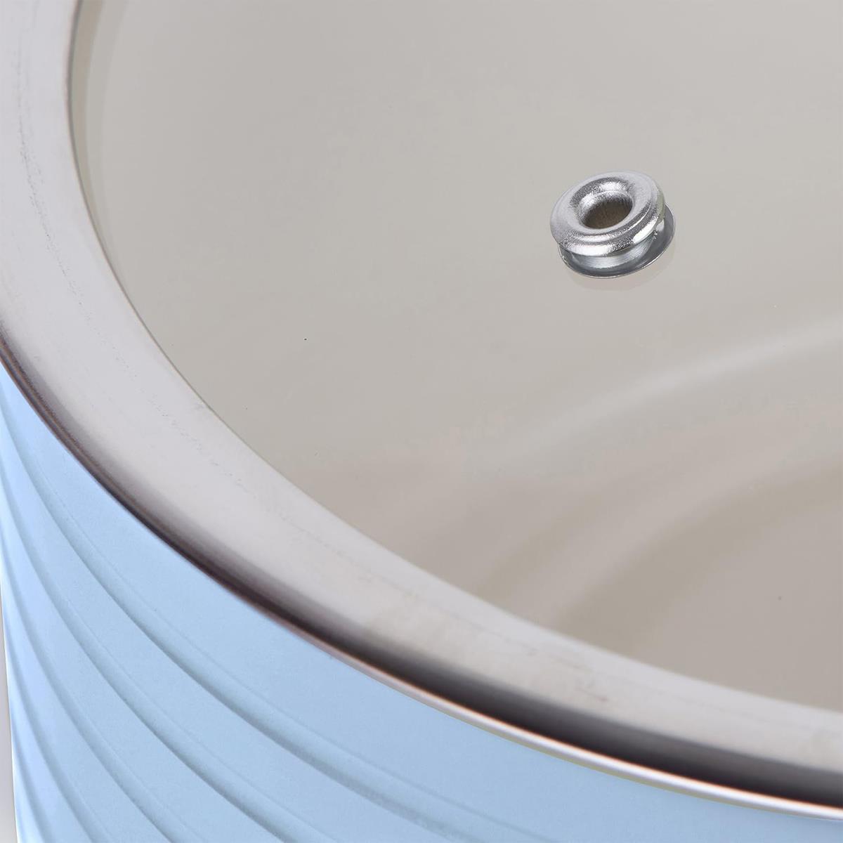 Swan Retro 3 Piece Saucepan Set 16/18/20cm Ceramic Non Stick Induction Compatible Glass Lids Blue - Image 5