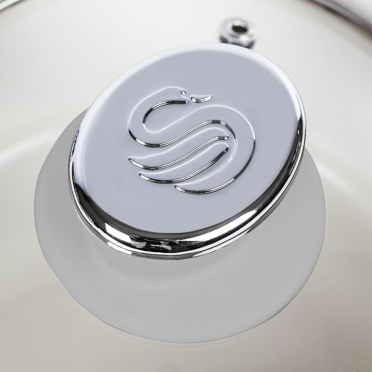 Swan Retro 3 Piece Saucepan Set 16/18/20cm Ceramic Non Stick Induction Compatible Glass Lids Grey - Image 5