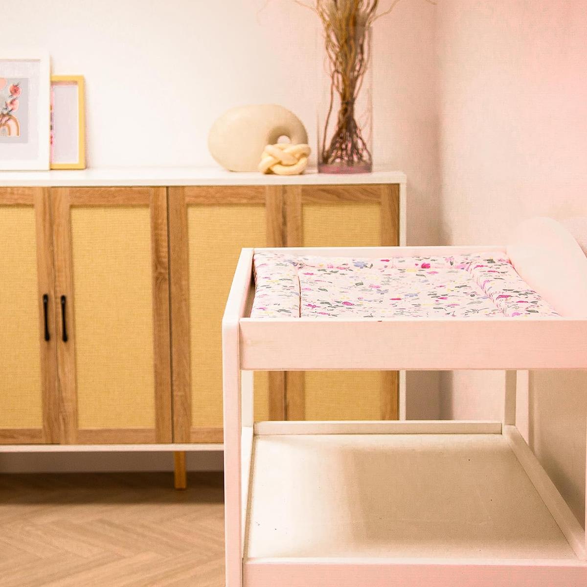 Red Kite Baby Changing Mat Padded PVC Nappy Change Mat, Raised Edges, Waterproof, Pink Floral Rose And Ivy - Image 3