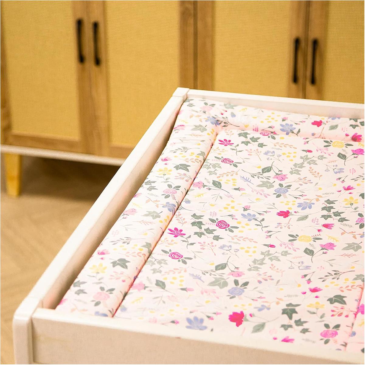 Red Kite Baby Changing Mat Padded PVC Nappy Change Mat, Raised Edges, Waterproof, Pink Floral Rose And Ivy - Image 4