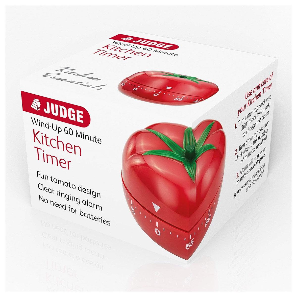 Judge Tomato Kitchen Timer 60 Minute Wind-Up Mechanical Cooking Timer Red Plastic - Image 3