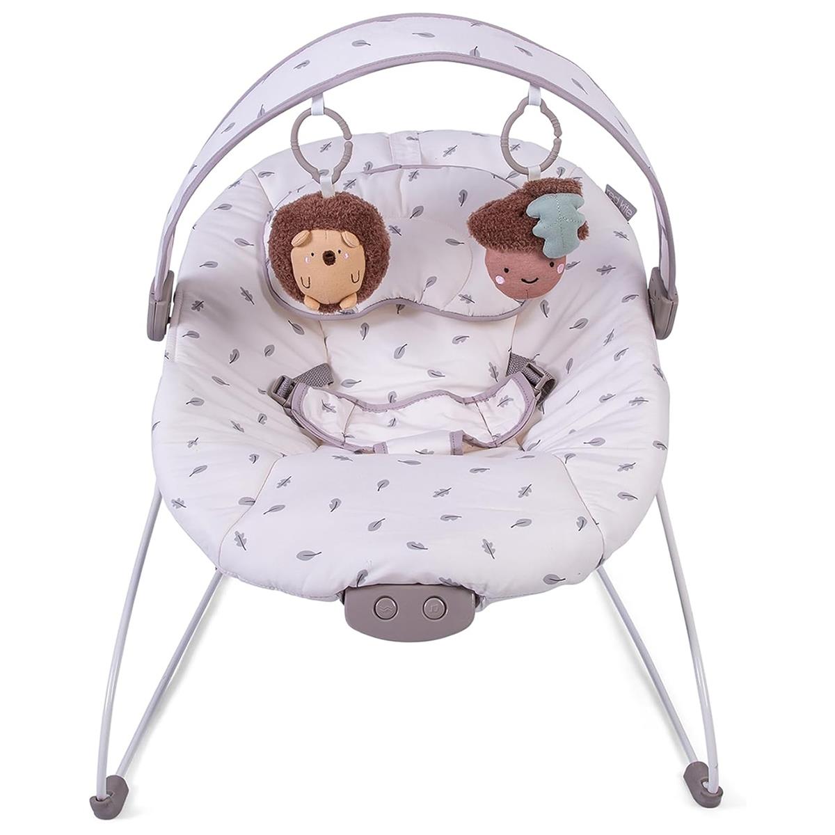 Red Kite Cozy Bounce Musical Baby Bouncer Woodland Walks, Padded Head Support, Toy Bar, Vibrations And 3-Point Harness