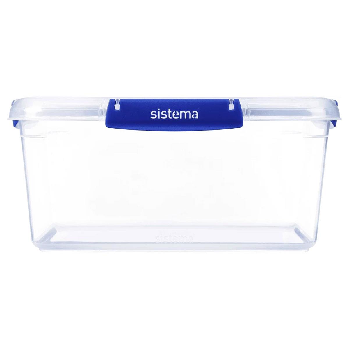 Sistema KLIP IT PLUS Rectangular Food Storage Container 3.35 Litre BPA-Free Plastic Blue/Clear - Image 2