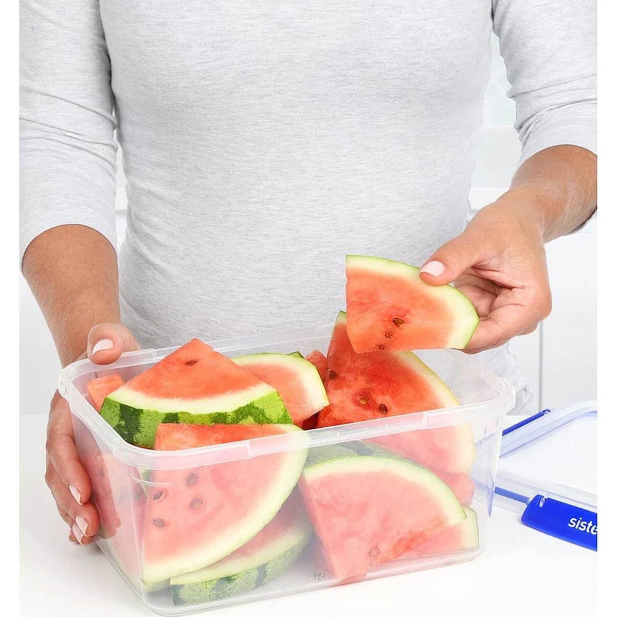 Sistema KLIP IT PLUS Rectangular Food Storage Container 3.35 Litre BPA-Free Plastic Blue/Clear - Image 5