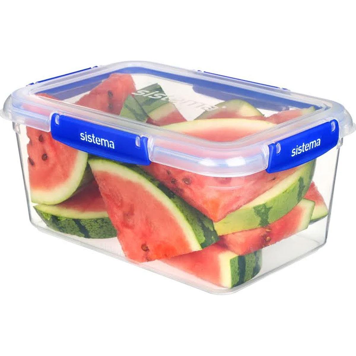 Sistema KLIP IT PLUS Rectangular Food Storage Container 3.35 Litre BPA-Free Plastic Blue/Clear - Image 7