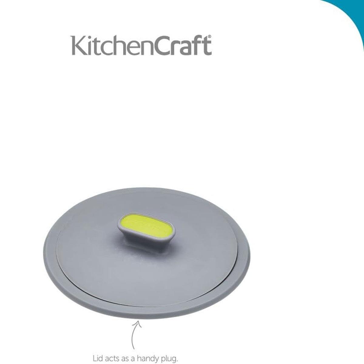KitchenCraft 2-in-1 Sink Strainer & Plug 11.5 cm Soft-Coated Plastic Grey/Green Dishwasher Safe - Image 5