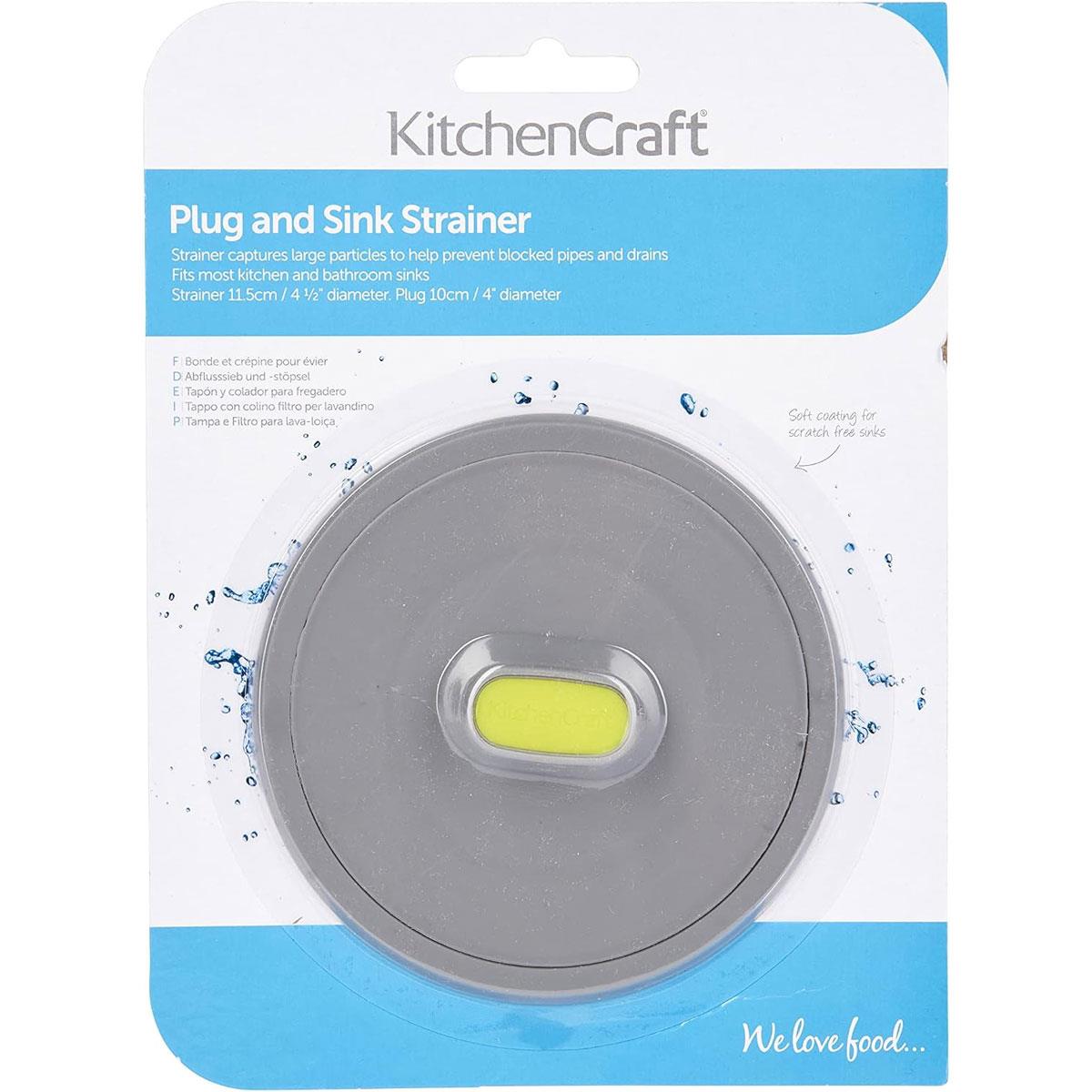 KitchenCraft 2-in-1 Sink Strainer & Plug 11.5 cm Soft-Coated Plastic Grey/Green Dishwasher Safe - Image 7