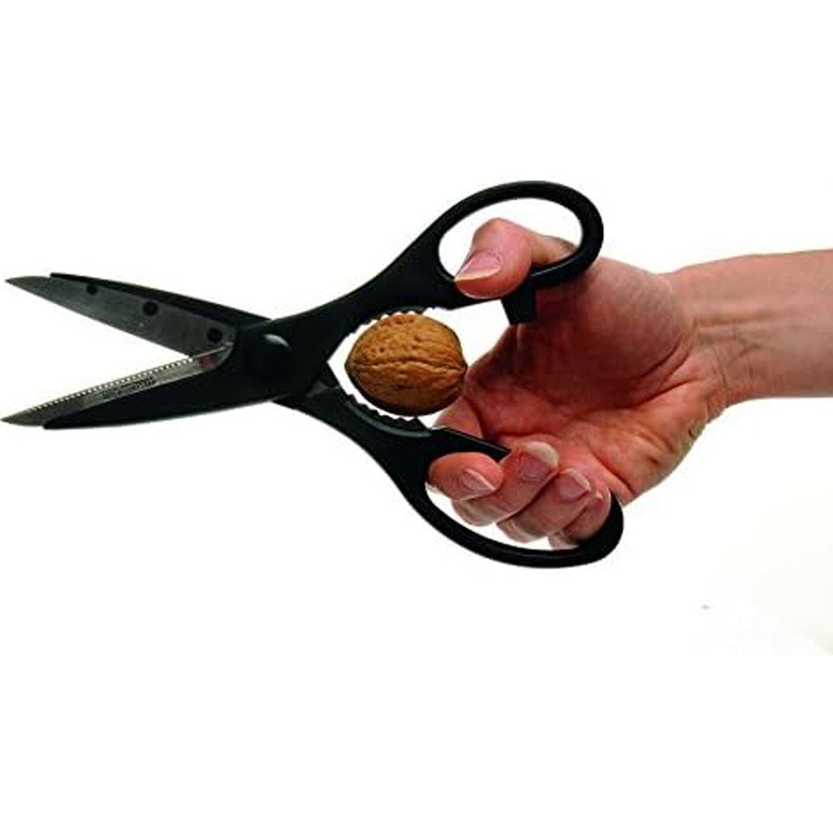 KitchenCraft Kitchen Scissors Multi-Purpose Shears 21cm Serrated Stainless Steel with Bottle Opener Black - Image 4
