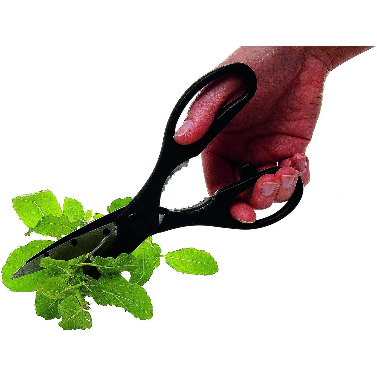 KitchenCraft Kitchen Scissors Multi-Purpose Shears 21cm Serrated Stainless Steel with Bottle Opener Black - Image 5