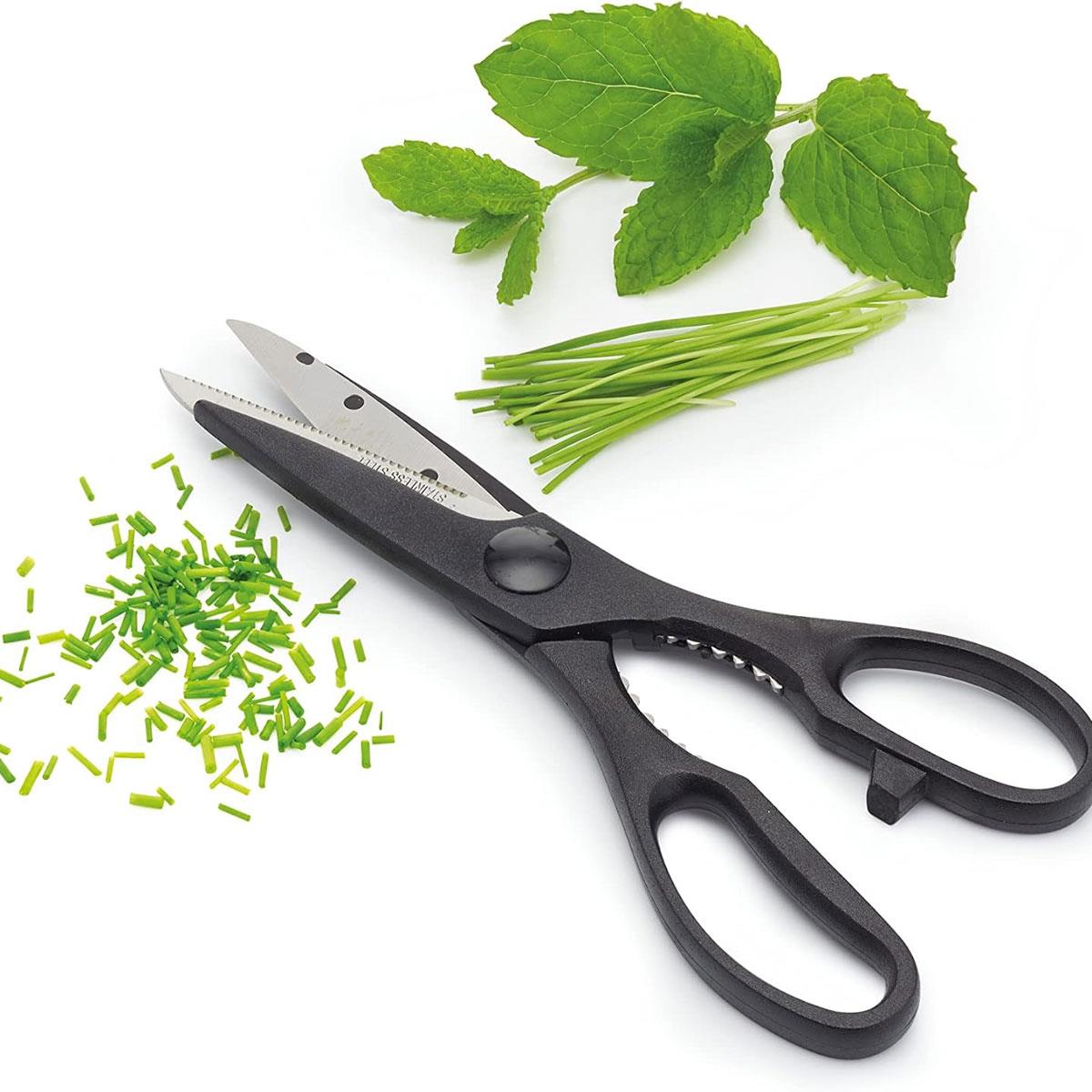 KitchenCraft Kitchen Scissors Multi-Purpose Shears 21cm Serrated Stainless Steel with Bottle Opener Black - Image 6