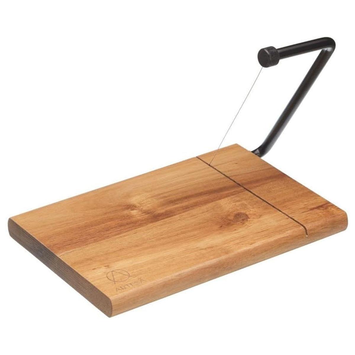 KitchenCraft Artesa Acacia Wood Wire Cheese Slicer Board Traditional 27 x 19 cm Brown/Black