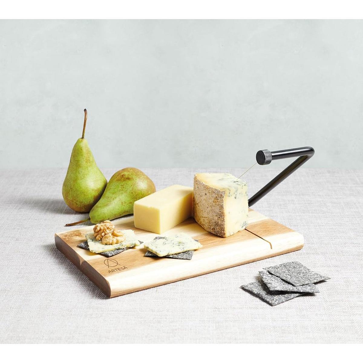KitchenCraft Artesa Acacia Wood Wire Cheese Slicer Board Traditional 27 x 19 cm Brown/Black - Image 2