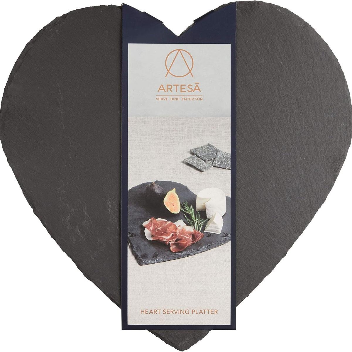KitchenCraft Artesa Heart-Shaped Slate Serving Platter Hand-Finished Natural Slate Grey 25 cm - Image 5