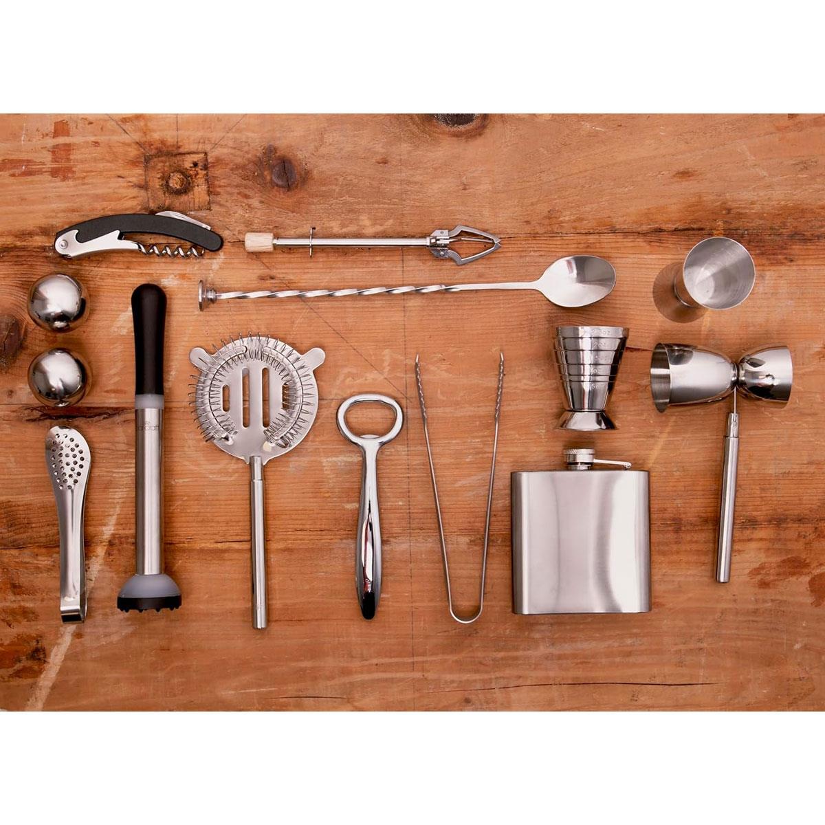 KitchenCraft BarCraft Stainless Steel Cocktail Bar Spoon with Built-In Muddler Twisted Handle Silver 28cm - Image 3