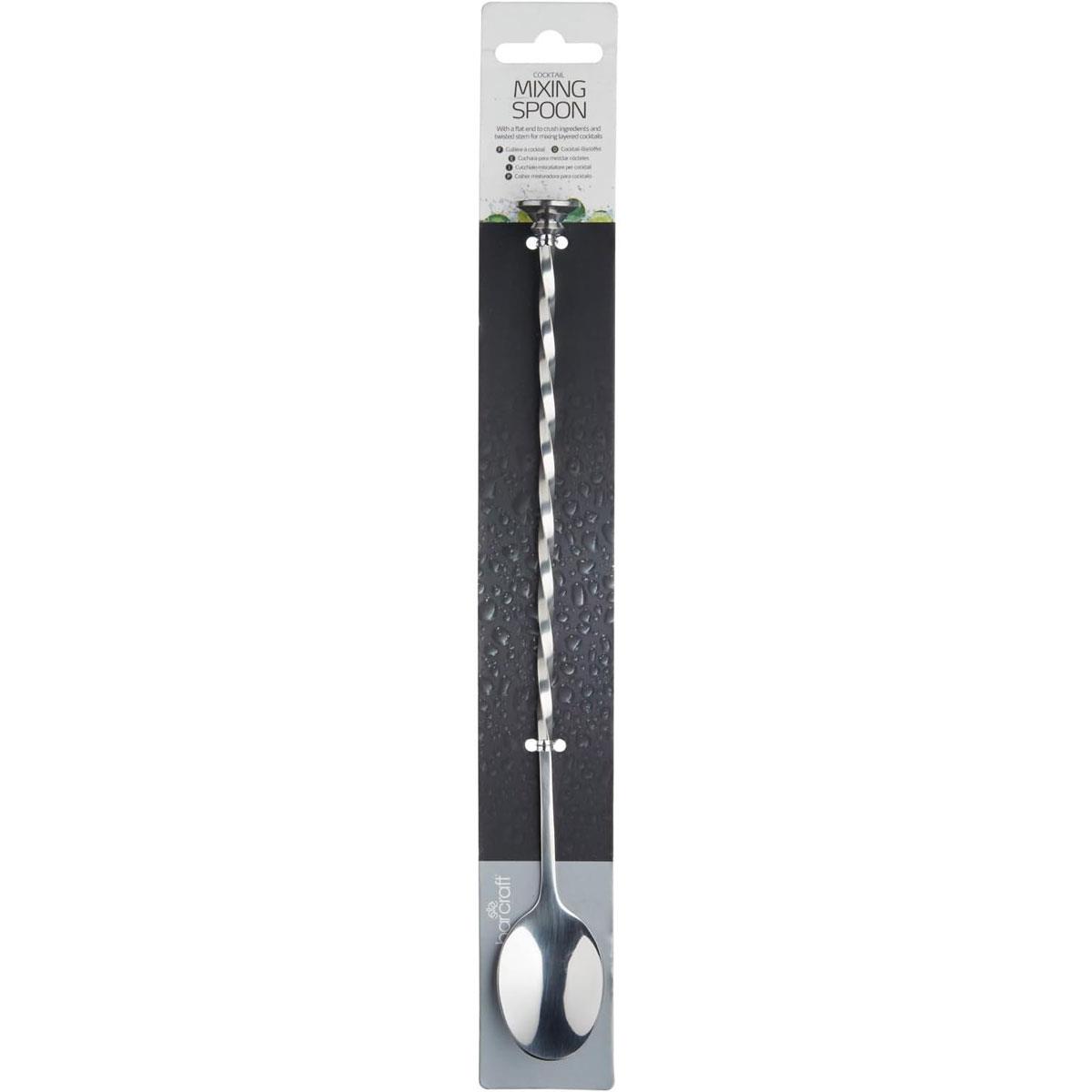 KitchenCraft BarCraft Stainless Steel Cocktail Bar Spoon with Built-In Muddler Twisted Handle Silver 28cm - Image 4