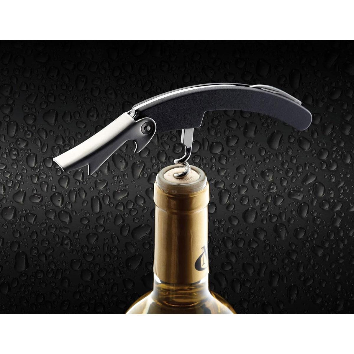 KitchenCraft BarCraft Waiter's Friend Corkscrew Wine Opener Stainless Steel Black Foil Cutter & Bottle Opener - Image 3