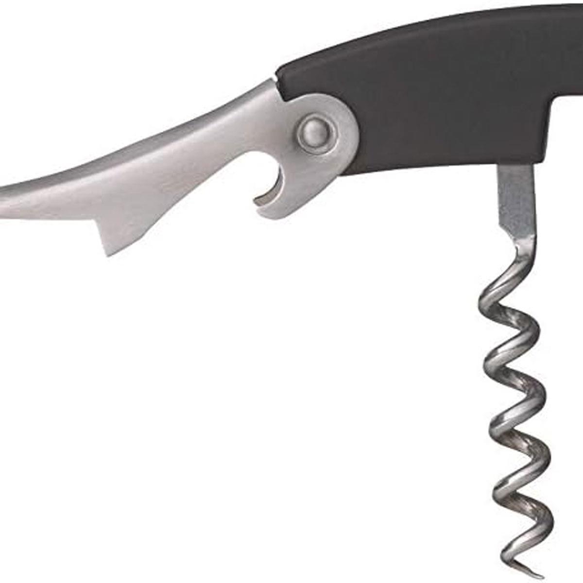 KitchenCraft BarCraft Waiter's Friend Corkscrew Wine Opener Stainless Steel Black Foil Cutter & Bottle Opener - Image 4