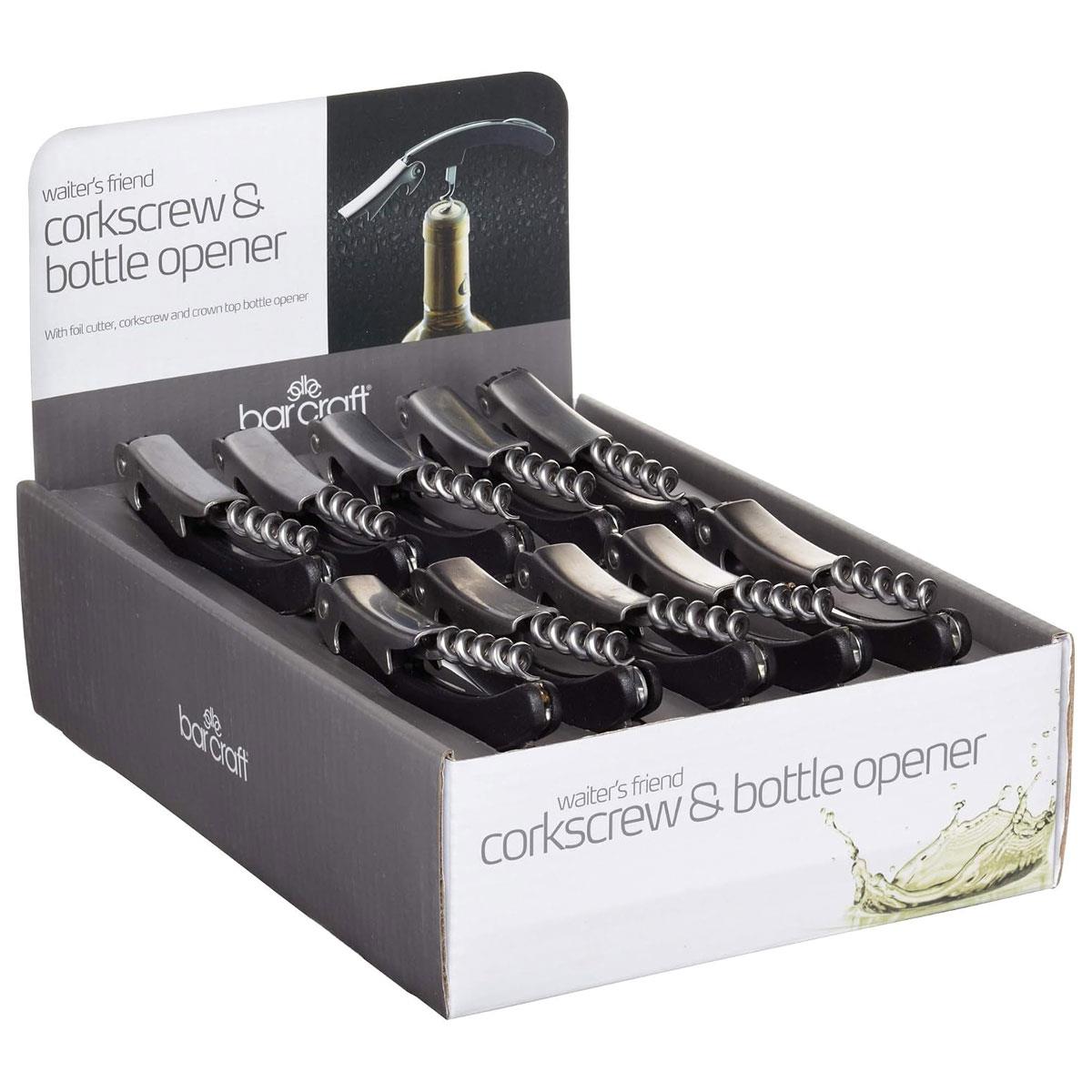 KitchenCraft BarCraft Waiter's Friend Corkscrew Wine Opener Stainless Steel Black Foil Cutter & Bottle Opener - Image 6