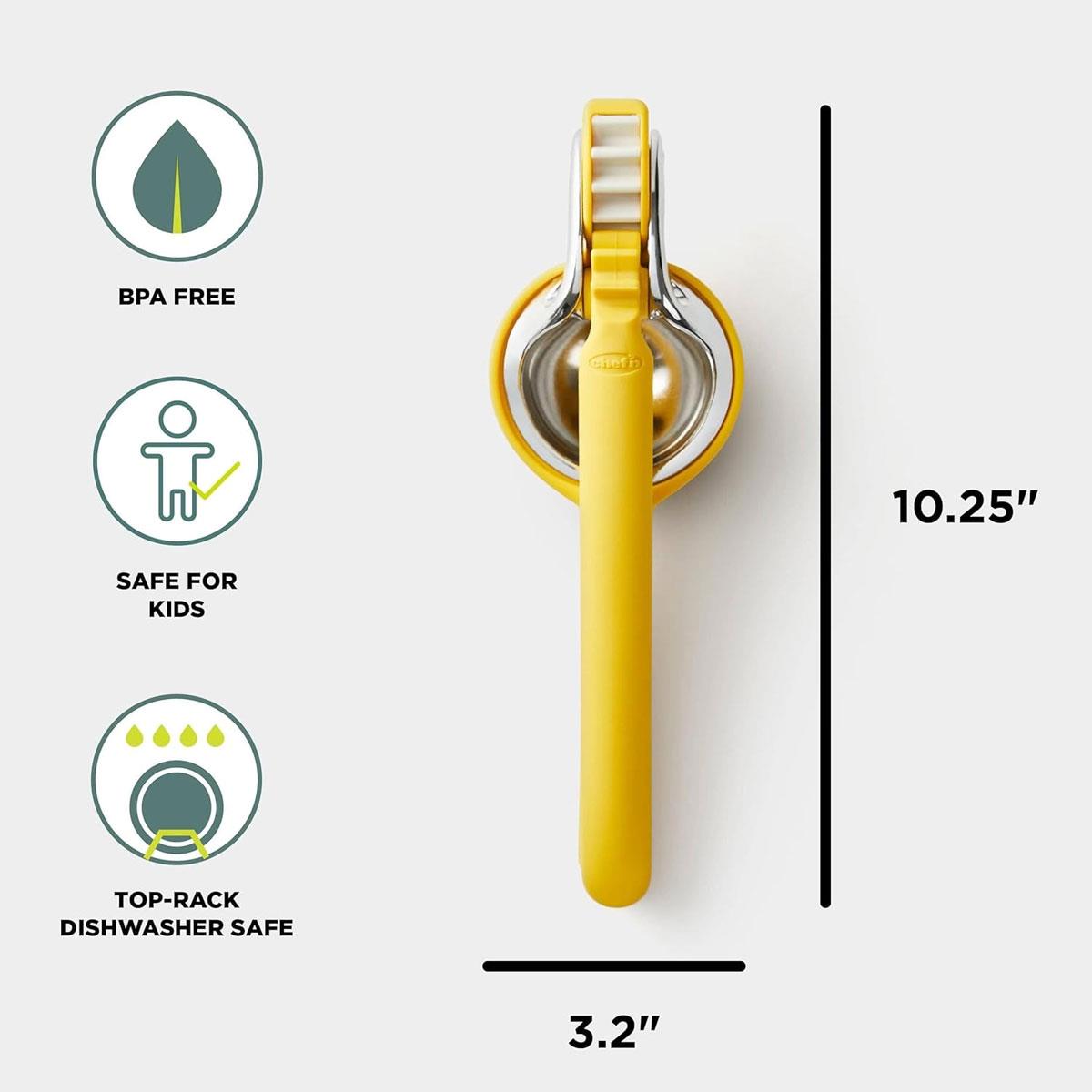 KitchenCraft Chef'n FreshForce Citrus Juicer Lemon Squeezer Manual Handheld Nylon Stainless Steel Yellow - Image 3