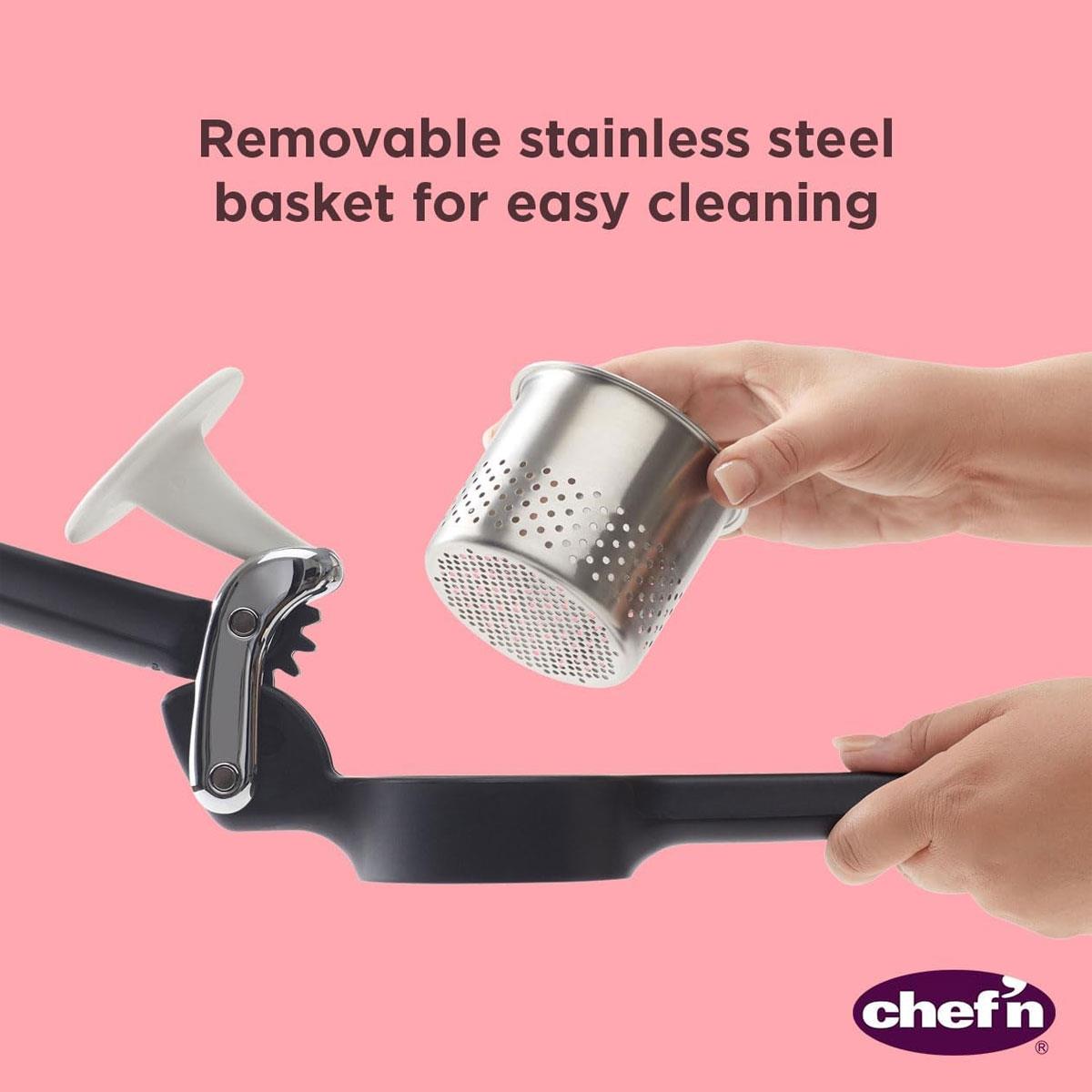 KitchenCraft Chef'n FreshForce Potato Ricer Stainless Steel Vegetable Press Dual Gear Black 32 cm - Image 5