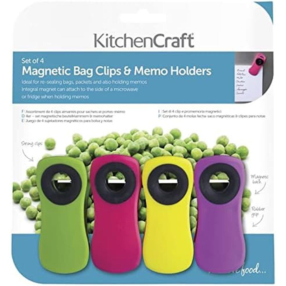 KitchenCraft Magnetic Bag Clips & Memo Holders Chunky Plastic Assorted Colours Set of 4 - Image 3