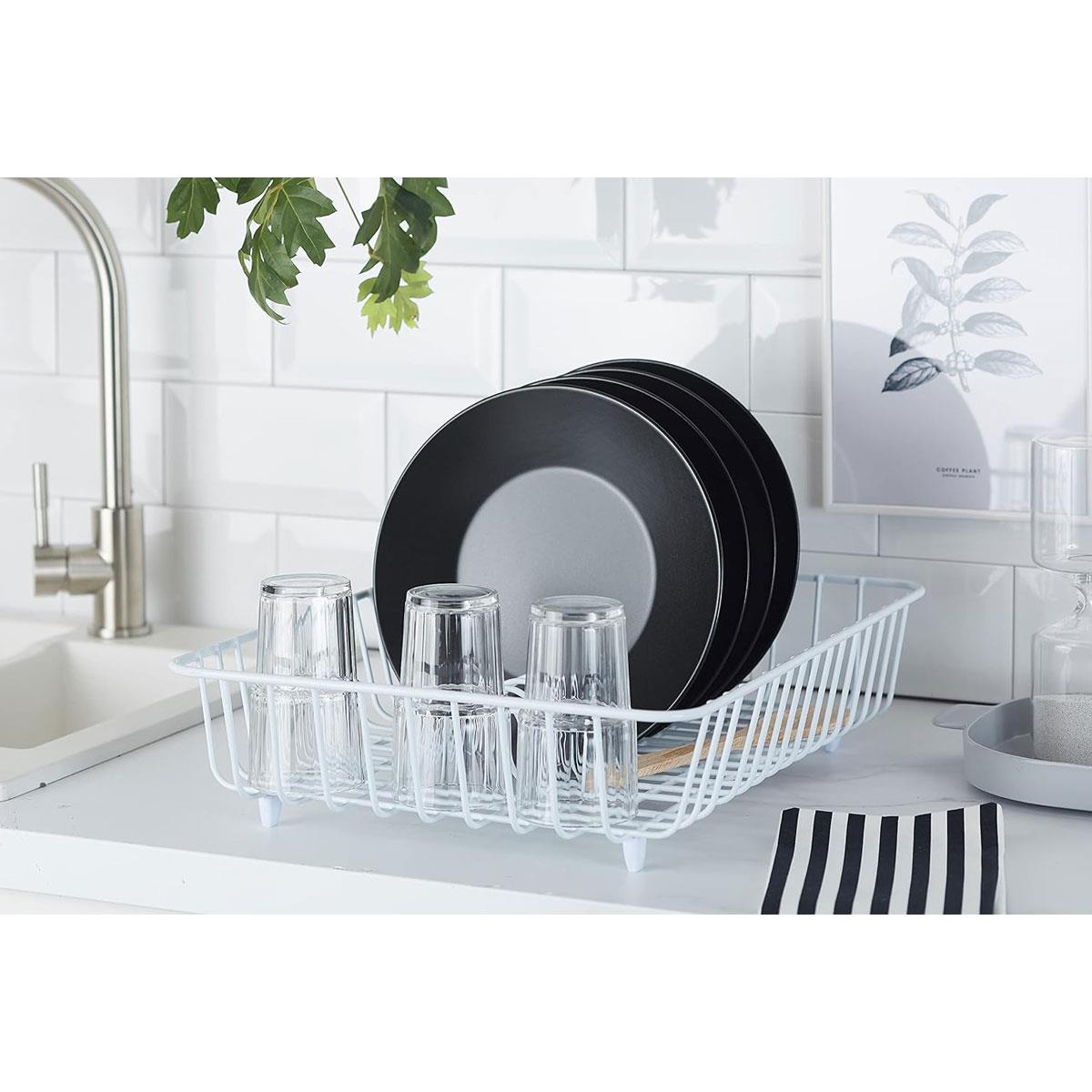 KitchenCraft Dish Drying Rack Plastic-Coated Metal Anti-Rust 45 x 37 x 11 cm White - Image 2