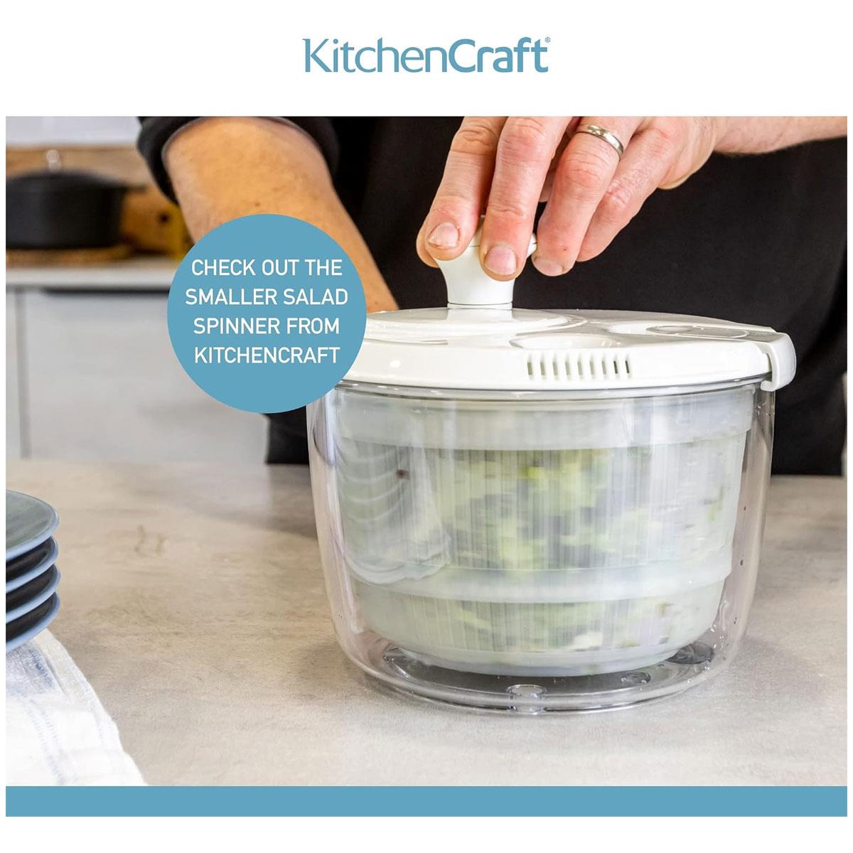 KitchenCraft Salad Spinner and Dresser BPA-Free Plastic White/Green 25cm - Image 7