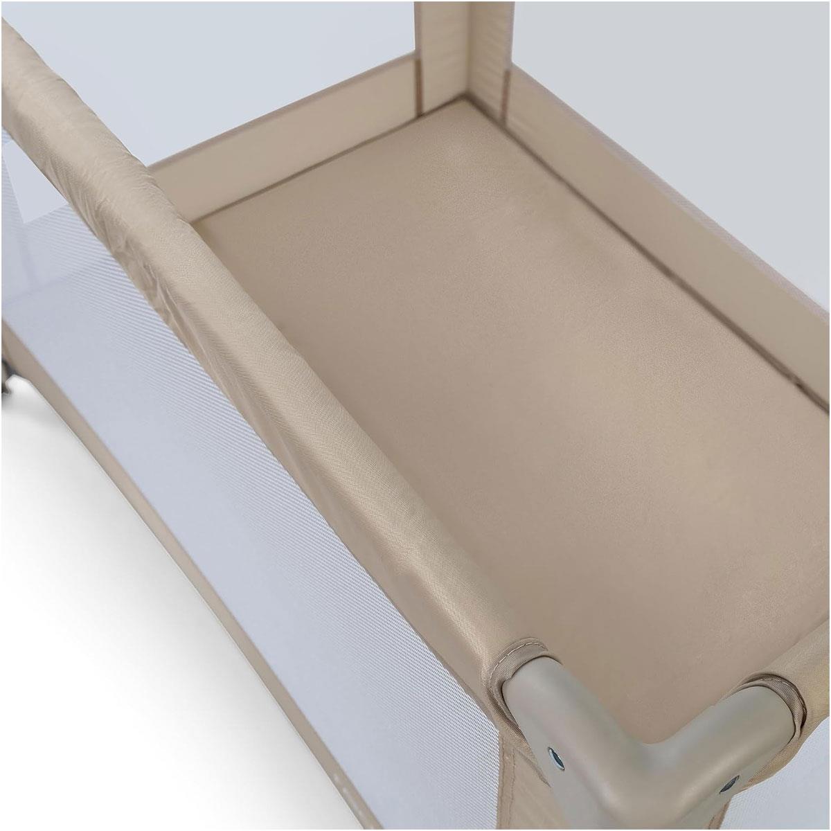 Red Kite Sleeptight Travel Cot Biscotti with Padded Mattress Mesh Panels Birth to 15kg Beige - Image 6